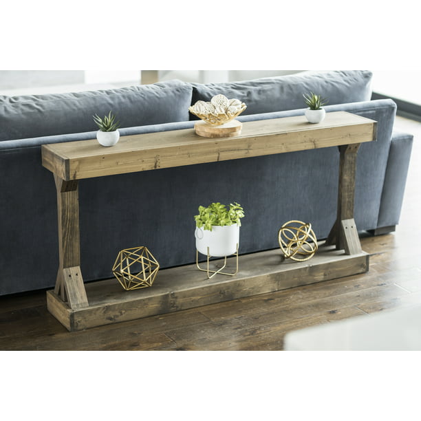 Dark Walnut Large Barb Console Table, 36 Inch Long Sofa Table