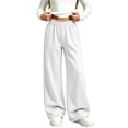 thumbnail image 5 of LIBRCLO Kids Girls Sweatpants Elastic Waist Wide Leg Pants Fleece Baggy Sweatpants Size 9-10 Years, 5 of 6
