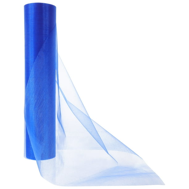 unbranded Rollo De Tela Tul Azul De Organza Para Uso En Y Accesorios Artesanales