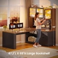 thumbnail image 2 of L Shaped Computer Desk with 3 Drawers, Modern Corner Office Desk with LED Light, Display Cabinet and Pegboard for Home Office, Living Room, 2 of 7