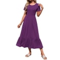 thumbnail image 3 of TARAINYA Womens Summer Dresses Short Sleeve Maxi Dress Crewneck Casual Sundresses with Pockets, 3 of 8