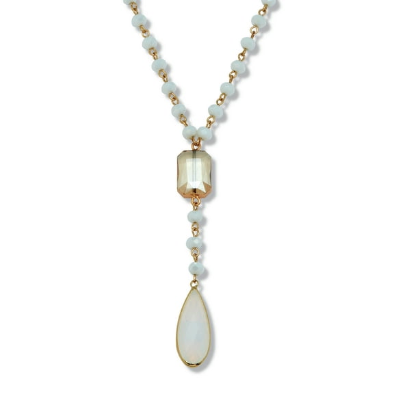 Aurora Borealis Crystal Goldtone Y Necklace 24 to 26-inch length