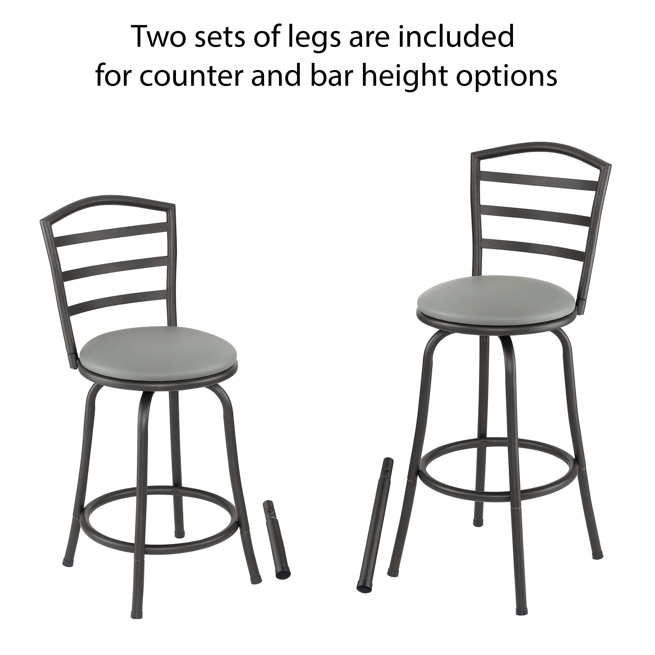 Mainstays 2-Pack Swivel Bar Stools, Adjustable 24-29 in, Black photo 2