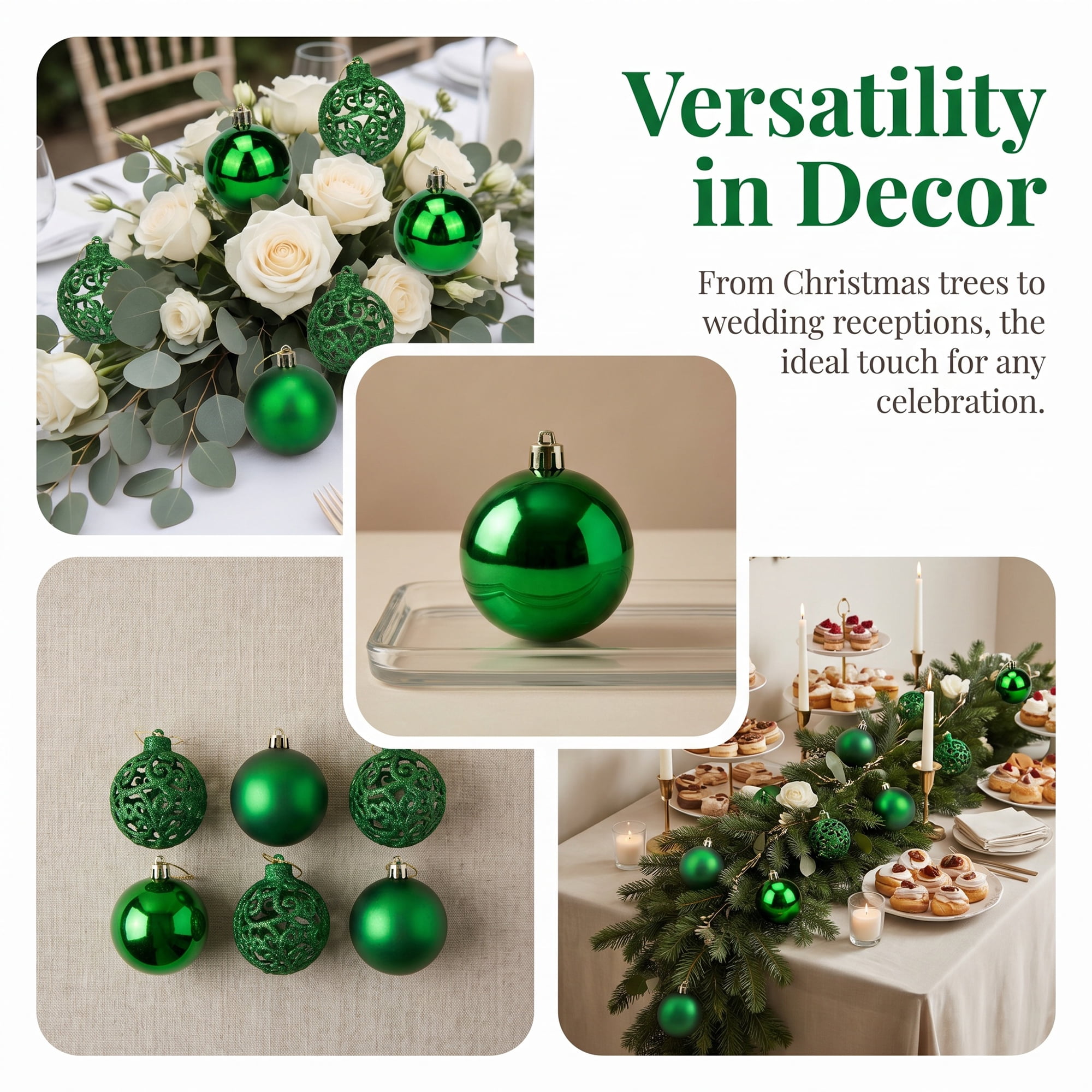 Unique Bargains 6 Pack Electroplated Sphere Orbs Decorative Christmas 0rnaments Green 2.4"
