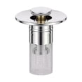 thumbnail image 2 of Sink Drain, Pop Up Sink Drain Stopper, Sink Drain Strainer, Sink Stopper with Basket, 3X1.5X3 Inch Stainless Steel Bathroom Push Type Basin Plug with Integrated Mesh Catcher,, 2 of 7