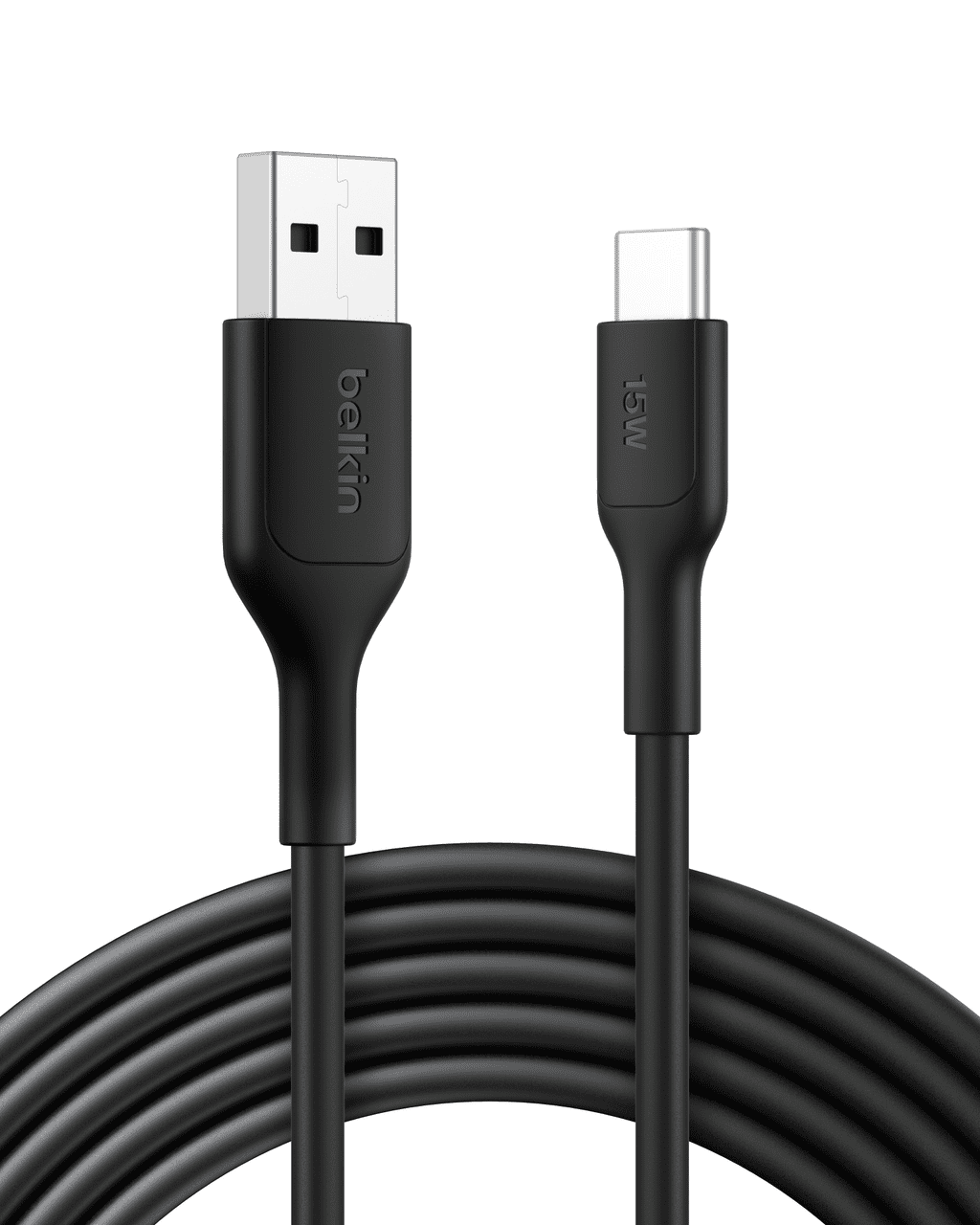 Belkin BoostCharge Eco USB A to USB C Cable (3M/9.8ft. 15W) - Soft, Flexible Fast Charging Cable, Type C Charger Cord for iPhone 16 & 15 Series, Galaxy S25, Pixel 9, iPad Pro, & More - Black (USB 2.0)
