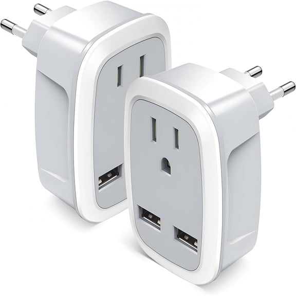 220V to 110V Voltage Converter, European Travel Plug Adapter, PD 20W Quick Charging, 2 USB-A & 2 USB-C Port, Universal 1400W Power Converter Adapter Combo for Italy, Spain, France