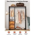thumbnail image 6 of Lulive Clothes Rack, Heavy Duty Garment Rack for Hanging Clothes, Industrial Clothing Racks with Shelves, 2 Fabric Drawers, 4 Hooks, 2 Hanging Rods, Freestanding Closet Organizer, Rustic Brown, 6 of 8