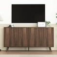 thumbnail image 6 of Rumiiro 59" Modern Buffet Cabinet with Legs Walnut, 4-Door Storage, Anti-Fingerprint Coating, Soft-Close Hinges, No Handle, 6 of 10
