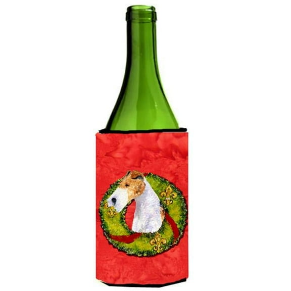 Fox Terrier Christmas Wreath Wine bottle sleeve Hugger - 24 oz.