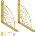 thumbnail image 1 of Juego de 2 soportes para estantes dorados, soporte de estante flotante de metal resistente para montaje en pared con tornillos para Ki, 1 of 5
