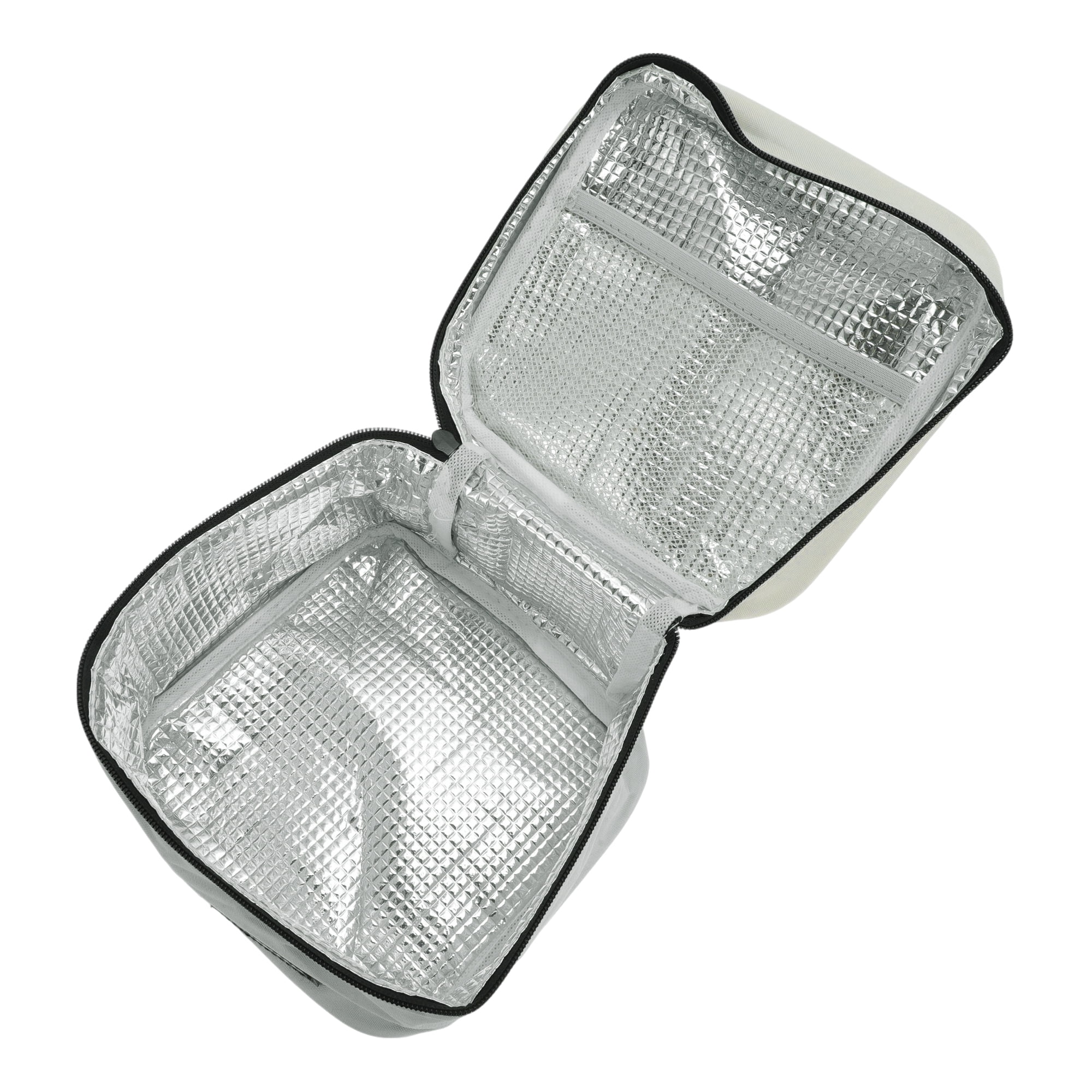 Unique Bargains Reusable Insulated Lunch Box Tote Gray Beige 164 oz
