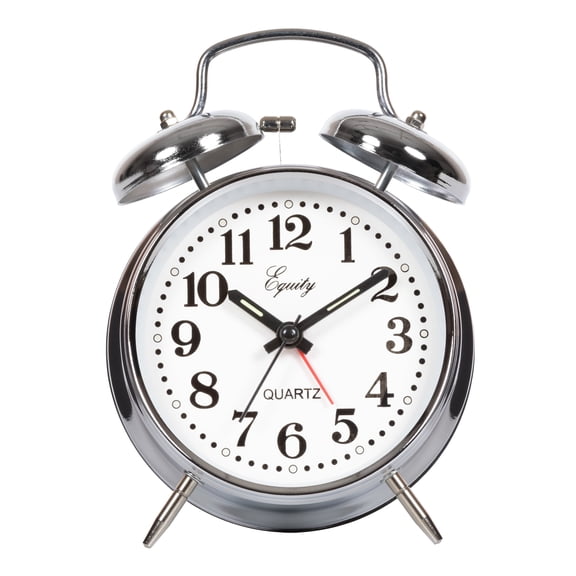 Equity Silver Twinbell Quartz Analog Alarm Clock, 13014