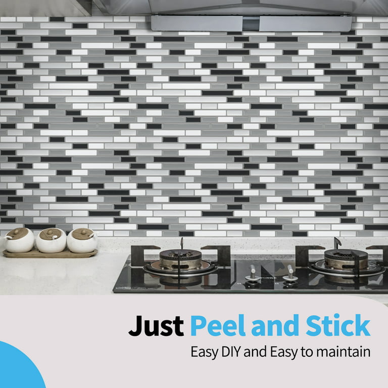 Art3d Peel and Stick Backsplash, 14 In.x12 In. Subway Tiles, Faux Ceramic  Tiles 10 Tiles, Thicker Version 