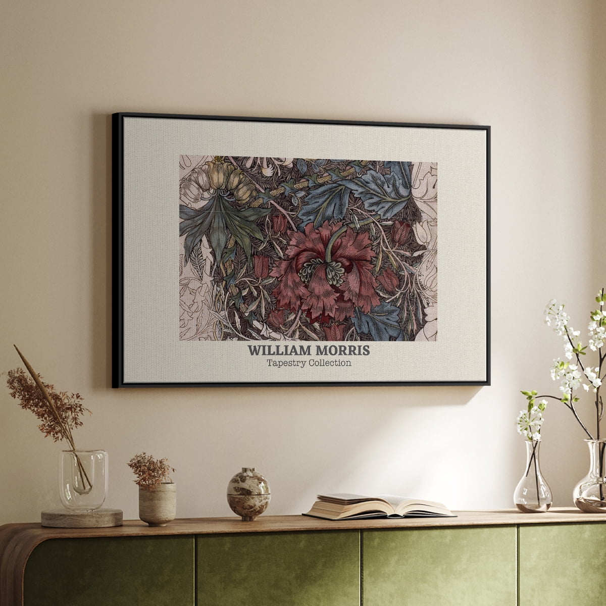 Vintage Abstract Print-XL Framed in Black Wood Gallery Wrapped Canvas 25 in. x 37 in.