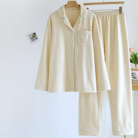 Xunlbb Two Piece Womens Pajama Sets Ladies' Fashionable And Home Outfit With Chest Cushion Spring And Fall Plus Size Long Sleeved And Pants Sets M-2XL