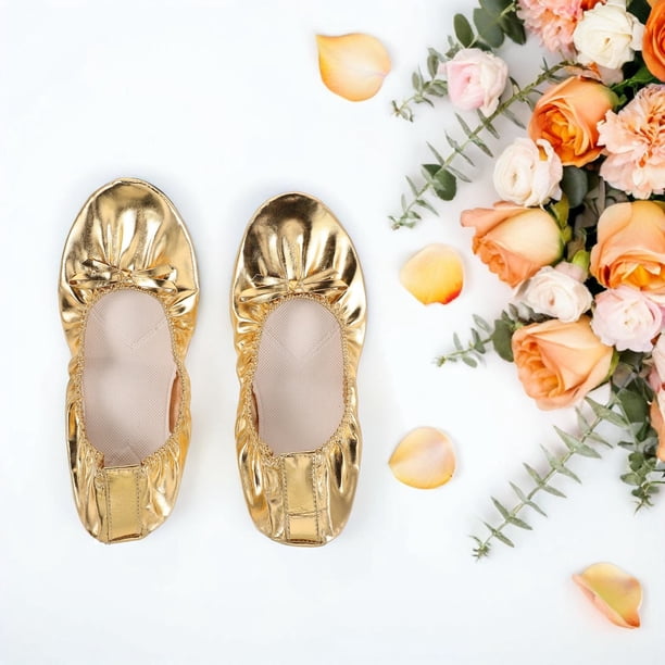 unbranded 1 Par Zapatillas Doradas Para Danza Profesional Con Suela Elástica Para Ballet Y Yoga