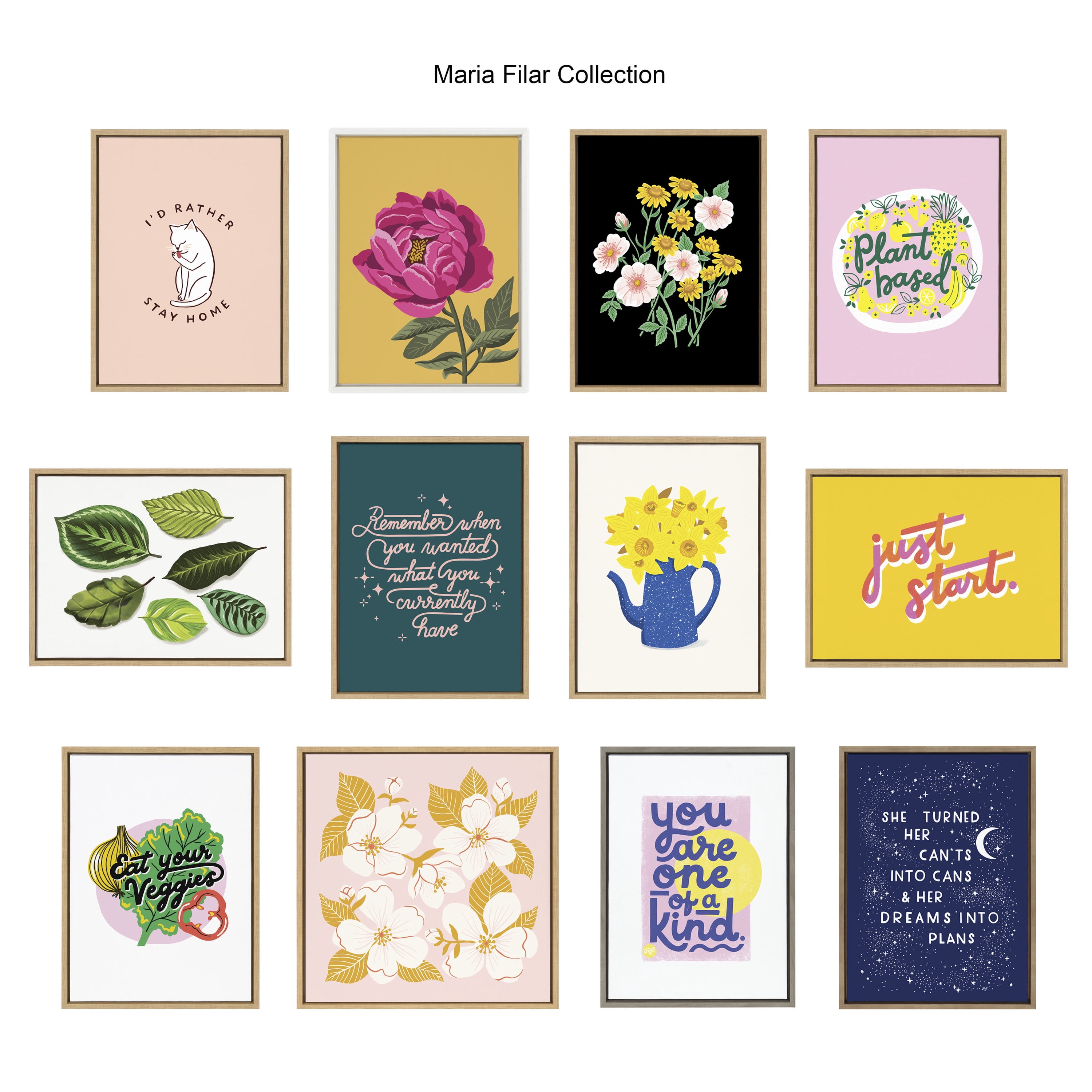 Kate and Laurel Sylvie Bright Peony Framed Canvas Wall Art by Maria Filar, 18x24 White, Natural Floral Art for Wall