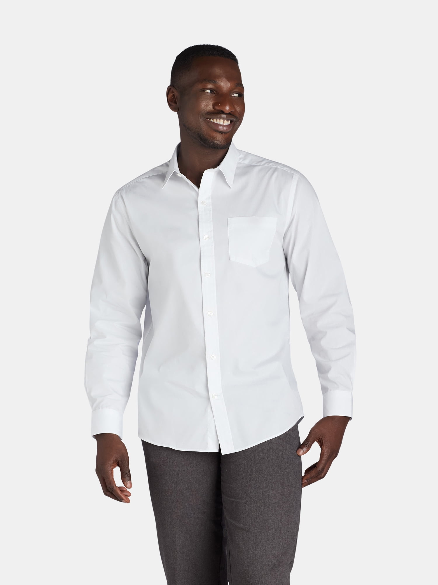 green emerald velvet dress George Mens Long Sleeve Performance Dress Shirt, Classic Fit (White, Small,  Neck 14-14.5, Sleeve 34-35, Chest 34-36) at Amazon Men's Clothing store