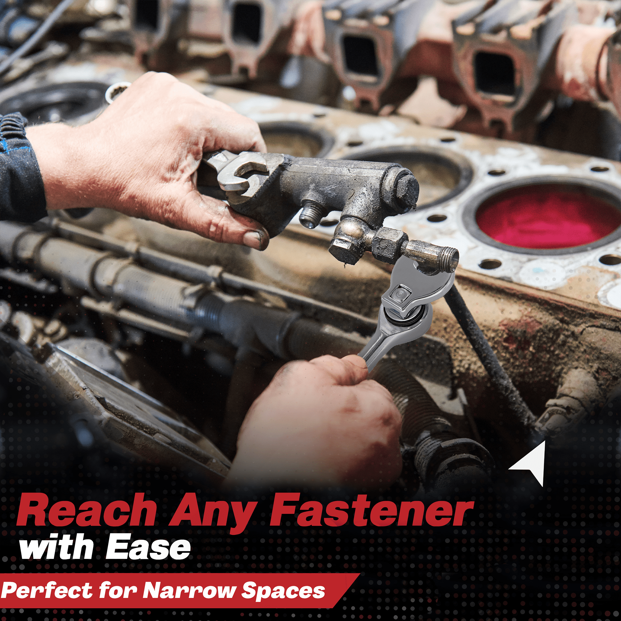 Crows Foot Wrench Set (SAE/Inch) Easily Access Hard-To-Reach Areas, Ideal for Tight Spaces, Great for Automotive Repair Work - Includes Sizes: From 3/8" to 1 Inch - 10-Piece Kit With Clip-on Organizer