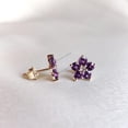 thumbnail image 3 of Natural Purple Amethyst & White Topaz Studs, 14K Solid Yellow Gold Stud Earrings, Amethyst Flower Shape Studs, February Birthstone Earrings, 3 of 9