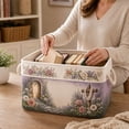 thumbnail image 4 of Vintage Floral Fabric Storage Basket Lined Rectangular Foldable Home Organizer Bin, 4 of 7
