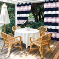 thumbnail image 4 of Outdoor Curtains for Patio Waterproof, Pink Navy Blue Striped Windproof Pravicy Outside Porch Blackout Curtain, Minimalist Abstract Lines Artwork Sun Blocking Grommets Curtains for Cabana 54"x84", 4 of 9