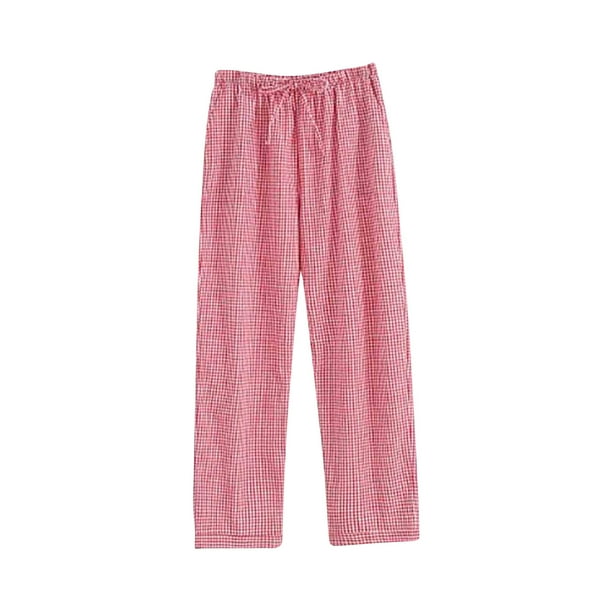 FAIWAD Women Casual Plaid Pajama Pants Elastic Waist Soft Pants Loose Plus Size Sleepwear Pants