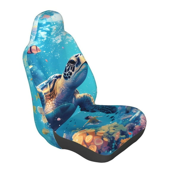Lsque Colorful Underwater Plant Turtle Pattern Car Seat Covers for Front Seats , Waterproof Seat Covers for Cars, Sporty Front Seat Covers,Car Seat Cover Protector Front Seats