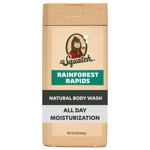 Dr. Squatch Mens Natural Body Wash, Sulfate Free Moisturizing Body Wash for men, Rainforest Rapids, 14 fl Oz