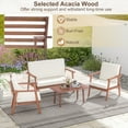 thumbnail image 4 of Resenkos Patio Sofa Set,4 Piece Outdoor Acacia Wood Conversation Set, Small Patio Conversation Furniture Set with Soft Seat and Back Cushions-Gray, 4 of 6