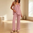 thumbnail image 3 of Lmueinov Womens Pajamas Set 2 Piece Ruffle Pajama Soft Tank Tops and Long Wide Pants Pocket Sleepwear Lounge Sets for Women Set Sleeveless, S-2XL, 3 of 8