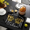 thumbnail image 3 of Cats Pawprints Placemats Set of 6, Yellow Black Buffalo Plaid Pets Paw Placemats for Dining Table, Place Mats for Kitchen Tabletop, Waterproof Wipeable Dining Table Mats Set, 3 of 9