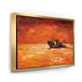 thumbnail image 3 of Designart 'Fishing Boat During Red Evening Glow' Nautical & Coastal Framed Canvas Wall Art Print, 3 of 5