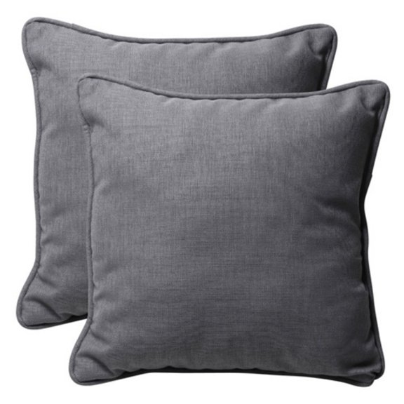 Pillow Perfect 18.5-inch Corded Square Outdoor Throw Pillows (Set of 2) - Rave Graphite