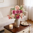 thumbnail image 4 of Flores artificiales de 32 cm (12,6 pulgadas), rosas falsas para decoración de bodas, arreglos florales artificiales de plástico para el hogar, sala de estar, centro de mesa, relleno de jarrones,, 4 of 6