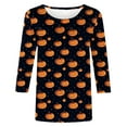 thumbnail image 4 of FDGIU 2025 Women's Plus Size Tunic Tops - Funny Halloween Novelty Shirts, 3/4 Length Sleeve Crew Neck Blouse, Loose Fit Casual Fall Winter Tops, 4 of 5