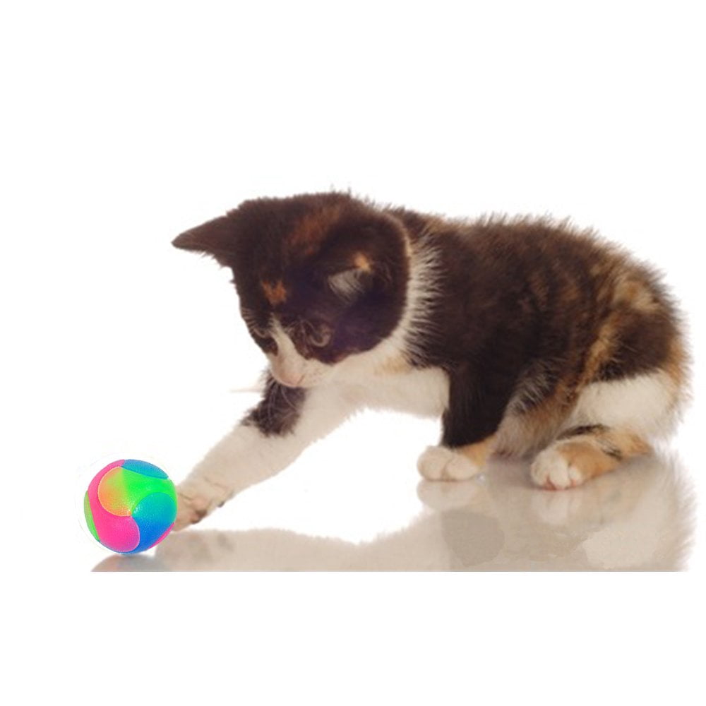 4 pcs Large Light Up Dog Balls Flashing Elastic Ball Bouncy Glow in The Dark Interactive Jumping Blinking Dog Ball Pet Toys for Golden Retriever,Labrador,Large Dogs,Diameter 7cm