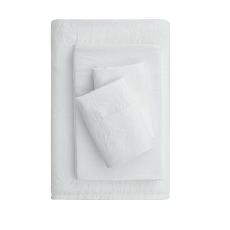Mainstays Washed Ultra Soft Recycled Microfiber Bed Sheet Set  King  Arctic White  4 Piece