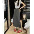 thumbnail image 1 of Falda recta de cintura alta y ajustada para mujer, estilo nuevo de verano 2024, ligera, cálida, adelgazante, con abertura lateral, vestido largo en forma de A, 1 of 4