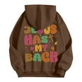 thumbnail image 6 of Jesus Has My Back Hoodie for Women Christian Sweatshirt Long Sleeve Jesus Loves You Hoodie Bible Verse Shirts Oversized Religious Sayings Pullover Hoodies Brown XXL, 6 of 7