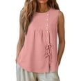 thumbnail image 5 of Dvprdro Womens Round Neck Tie Front Tank Top Linen Sleeveless Loose Fit Solid Summer Casual Tops, 5 of 8