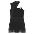 thumbnail image 6 of JanJean Women Sequins Latin Dance Leotard Dancewear Fringe Salsa Rumba Ballroom Dance Costume Black L, 6 of 7