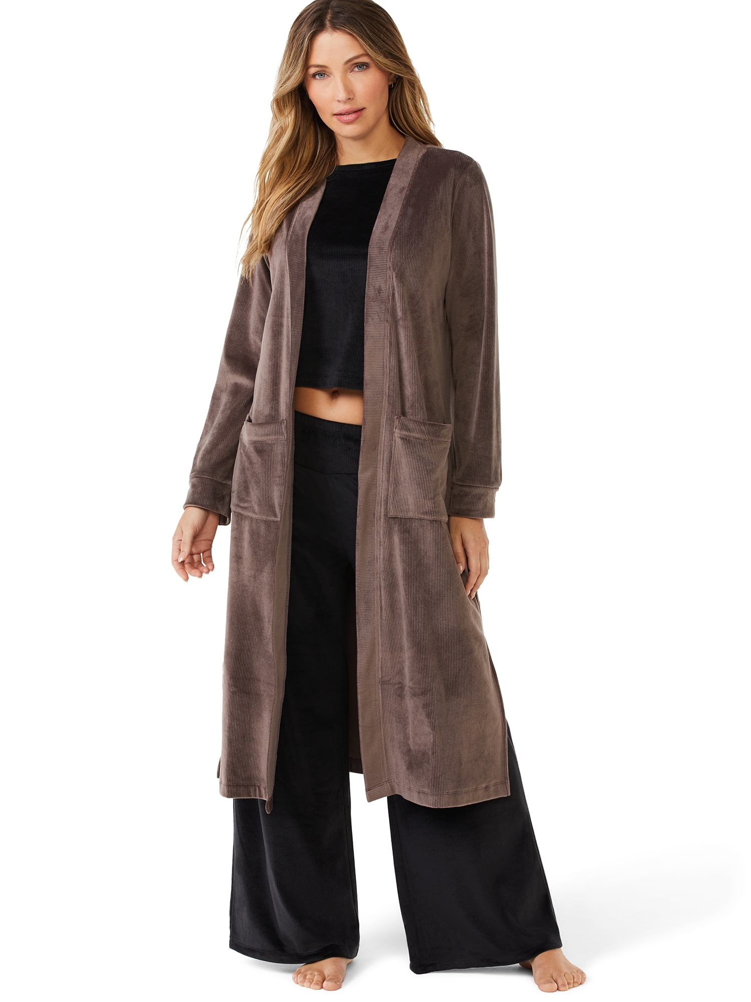 Sofia Intimates by Sofia Vergara Women's and Women's Plus Size Velour Duster Cardigan