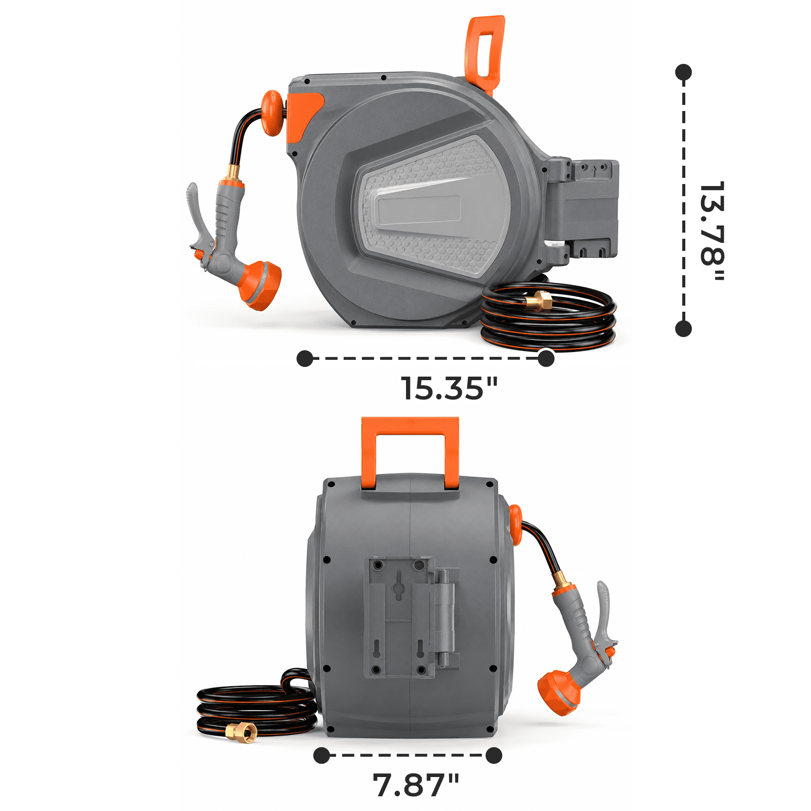 Alvantor Retractable Garden Hose Reel, 1/2" 65-130FT Wall Mount Light Grey, Ceiling/Wall Mount, 180° Swivel Mount