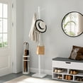 thumbnail image 2 of VASAGLE Solid Wood Coat Rack, Free Standing Hall Coat Tree with 8 Hooks, 3 Height Options, for Coats, Hats, Bags, Purses, for Entryway, Hallway, Rubberwood Hooks and Pole, Dark Walnut URCR010W01, 2 of 6