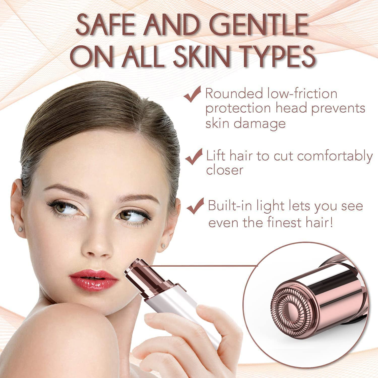 Facial Hair Removal for Women, Electric Face Shaver, Painless Facial Hair Remover, Rechargeable Hair Removal Device for Lip, Chin with a Velvet Bag