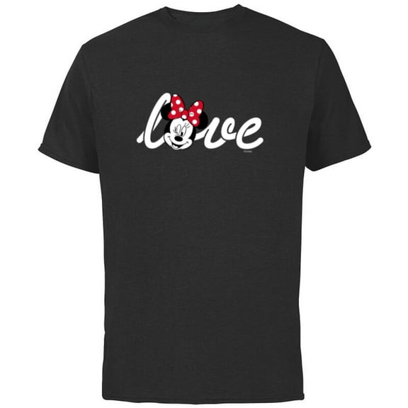 Disney Minnie Mouse Love Wink Valentine’s Day - Short Sleeve Cotton T-Shirt for Adults - Customized-Black