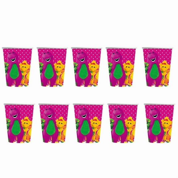 Barney and Friends Party Supplies Cups Birthday Tableware Disposable Paper Mouthwash Drinking Cups