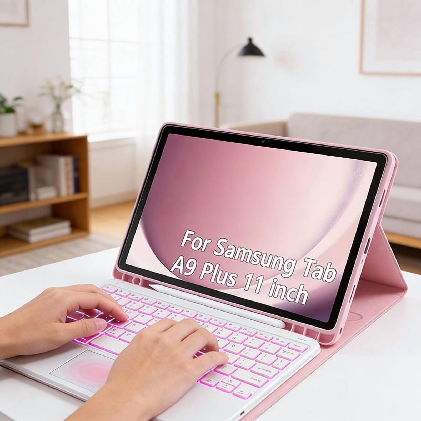 Samsung Galaxy Tab A9 Plus 11 inch (SM-X210/X215/X216/X218) with Detachable USB-C Touch Keyboard, Magnetic Cover, Pen Slot & Keyboard, USB, Compatible for iPad Air & macOS (Keyboard and Tablet Only)